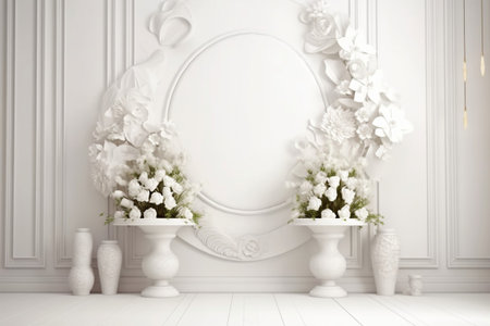 White flowers isolated on White background abstract for display product podium. Bouquet wedding with Generative Ai.の素材