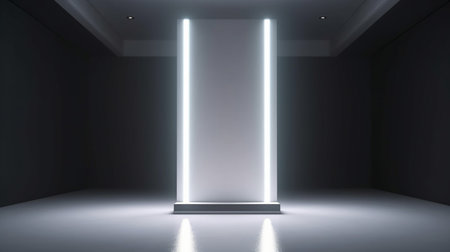 Light neon background studio with Generative Ai. Empty stage show. Night club interior.の素材