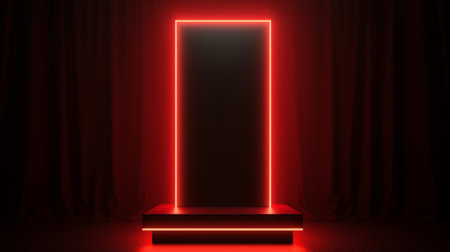 Light neon background studio with Generative Ai. Empty stage show. Night club interior.の素材