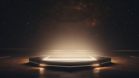 Light neon background studio with Generative Ai. Empty stage show. Night club interior.の素材