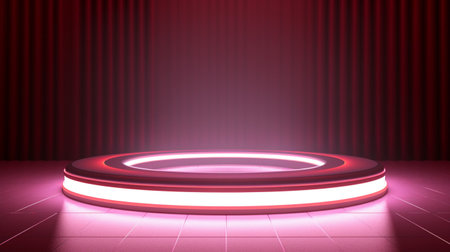 Light neon background studio with Generative Ai. Empty stage show. Night club interior.の素材