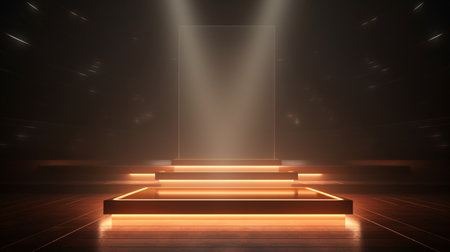 Light neon background studio with Generative Ai. Empty stage show. Night club interior.の素材