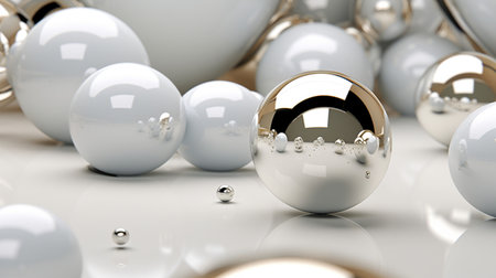 Silver background texture metal. Christmas balls pattern with Generative Ai.の素材