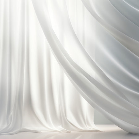 White curtain background texture on window with Generative Ai. Empty room interior.の素材