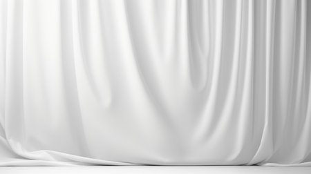 Empty curtains isolated on white background. Mock up Product display podium with Generative Ai.の素材