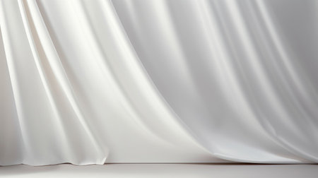 Empty curtains isolated on white background. Mock up Product display podium with Generative Ai.の素材