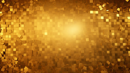 Gold background abstract for wallpaper, pattern on website. Light golden metal texture with Generative AI.の素材