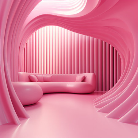 Pink empty room background abstract with Generative Ai. Modern architecture interior.の素材