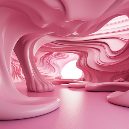 Pink empty room background abstract with Generative Ai. Modern architecture interior.の素材