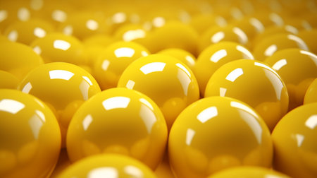 Yellow background abstract balls pattern texture with Generative Ai. Graphic sphere design.の素材