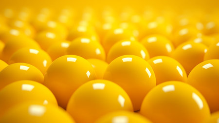 Yellow background abstract balls pattern texture with Generative Ai. Graphic sphere design.の素材