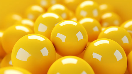 Yellow background abstract balls pattern texture with Generative Ai. Graphic sphere design.の素材