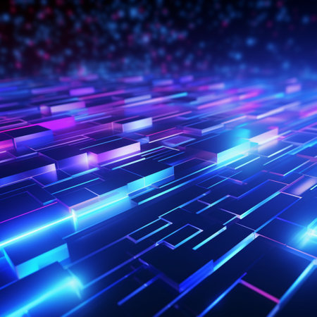 Neon light blue background abstract. Futuristic Sci Fi modern with Generative Ai.の素材