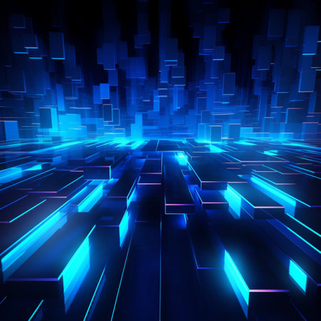 Neon light blue background abstract. Futuristic Sci Fi modern with Generative Ai.の素材