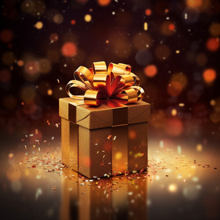 Surprise realistic gift box background with ribbon bow for love Valentine's Day. Merry Christmas and Happy New Year.の素材