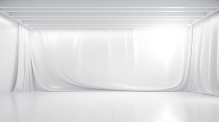 White stage isolated on empty space background abstract in luxury studio room wall art for pedestal winner. Generative Ai.の素材