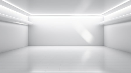 White stage isolated on empty space background abstract in luxury studio room wall art for pedestal winner. Generative Ai.の素材