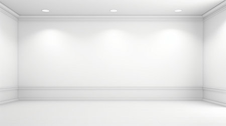 White stage isolated on empty space background abstract in luxury studio room wall art for pedestal winner. Generative Ai.の素材