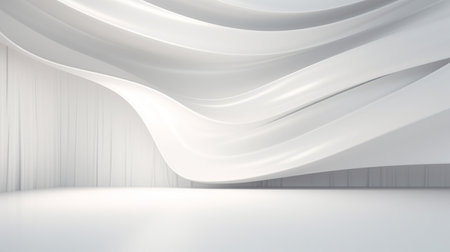 White stage isolated on empty space background abstract in luxury studio room wall art for pedestal winner. Generative Ai.の素材