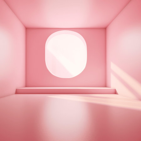 Pink stage on empty space background abstract in luxury studio room wall art for pedestal winner. Generative Ai.の素材