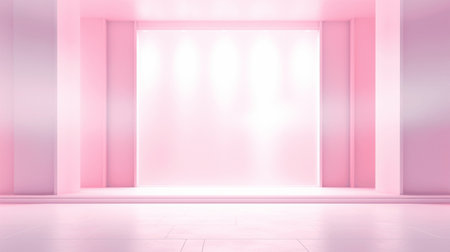 Pink stage on empty space background abstract in luxury studio room wall art for pedestal winner. Generative Ai.の素材