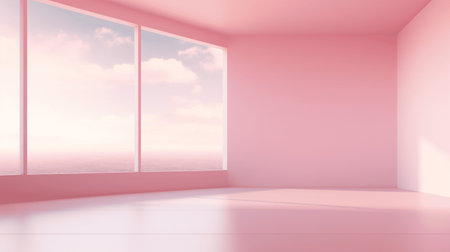 Pink stage on empty space background abstract in luxury studio room wall art for pedestal winner. Generative Ai.の素材