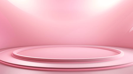 Pink stage on empty space background abstract in luxury studio room wall art for pedestal winner. Generative Ai.の素材