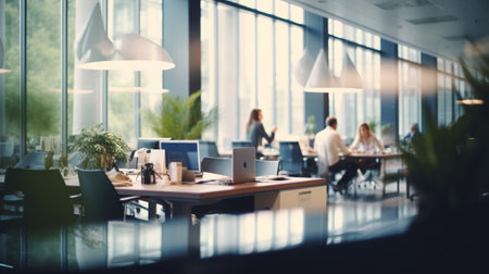 Empty office open space. Business conference room interior company background.の素材