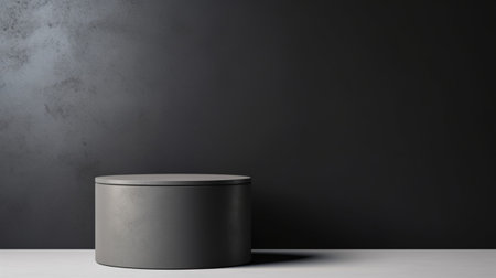 Podium abstract grey background for cosmetic product presentation. Modern minimal showcase with Generative Ai.の素材