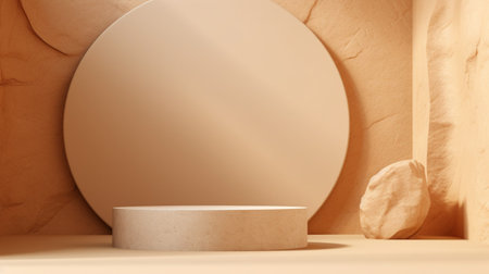 Rock stone podium background for display product, cosmetic mockup. Generative Ai.の素材