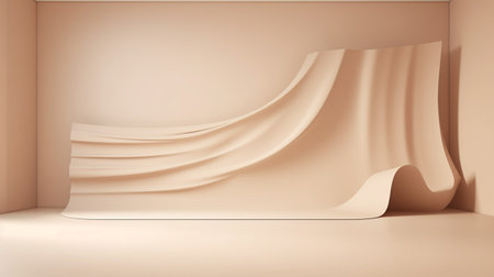 Empty stage light on beige background. Mock up Product display podium with Generative Ai.の素材
