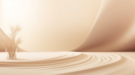 Empty room background beige with Generative Ai. Podium product display.の素材
