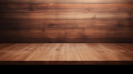 Wood table background texture. Empty space for display product. Parquet floor with Generative Ai.の素材