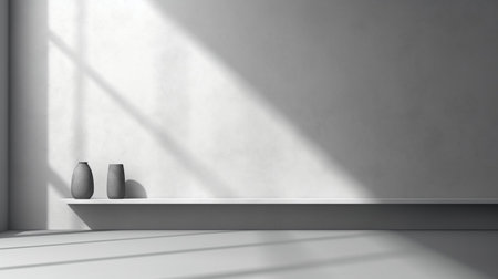 Abstract gray studio background texture for product presentation with shadow and light.  Generative Ai.の素材