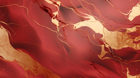 Gold Red marble background. Luxury Natural texture with Generative Ai.の素材