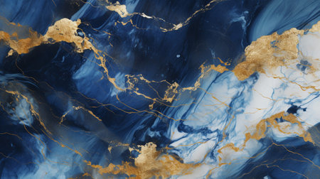 Blue gold marble background abstract. Natural Luxury abstract ocean with Generative Ai.の素材