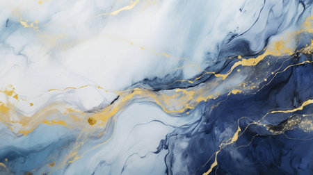 Blue gold marble background abstract. Natural Luxury abstract ocean with Generative Ai.の素材