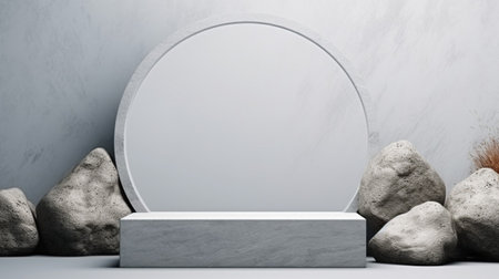 Podium 3d cosmetic background for stone product presentation. Generative Ai.の素材