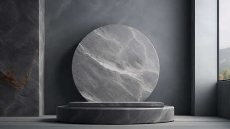 Podium 3d cosmetic background for stone product presentation. Generative Ai.の素材