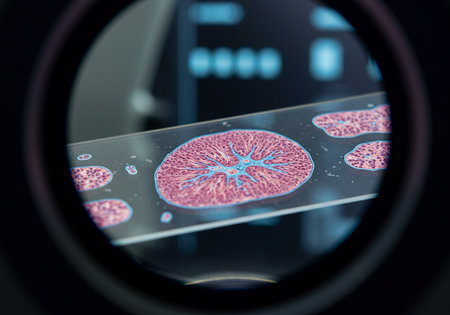 Microscopic view of human pancreas in laboratory. 3D renderingの素材