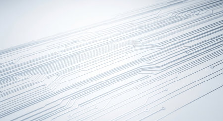 A clean, minimalist background featuring a pattern of thin, diagonal white and gray stripes, creating a sense of movement and modern simplicity.の素材