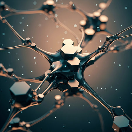 A close-up digital rendering of a complex neural network, showcasing interconnected nodes and pathways.の素材