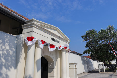 Exterior of Museum Benteng Vredeburg, is history museum is a museum that exhibits Indonesian history during the colonial period. Located near Malioboro street. Yogyakarta, Indonesia - 2 August 2023のeditorial素材