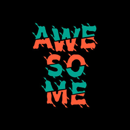 awesome typography, red and green combination on black backgroundのイラスト素材