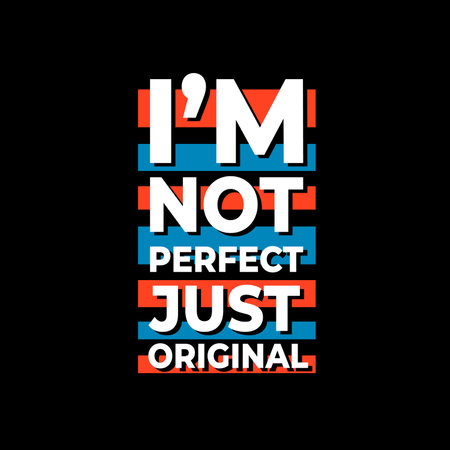 I'm not perfect just original typography. red, blue, and white combination on black backgroundのイラスト素材