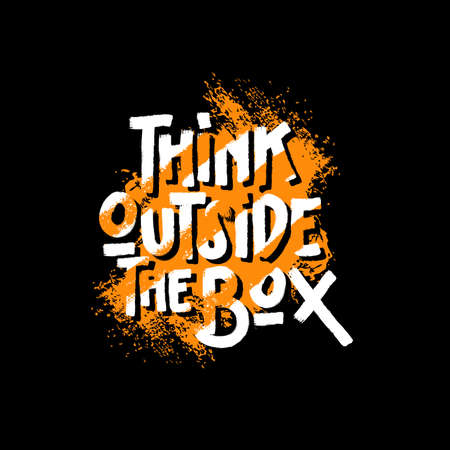 Think outside the box typography on black backgroundのイラスト素材