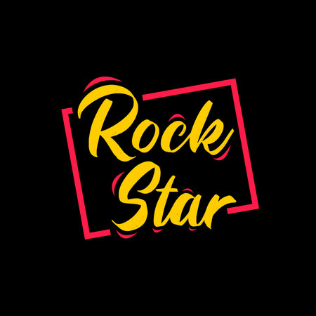 Rock star typography, yellow text on black backgroundのイラスト素材