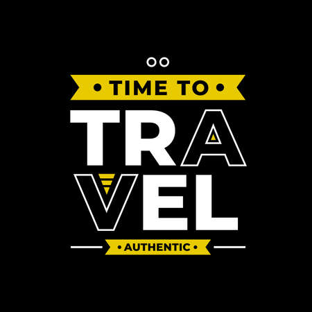 time to travel authentic typography. white and yellow text combination on black backgroundのイラスト素材