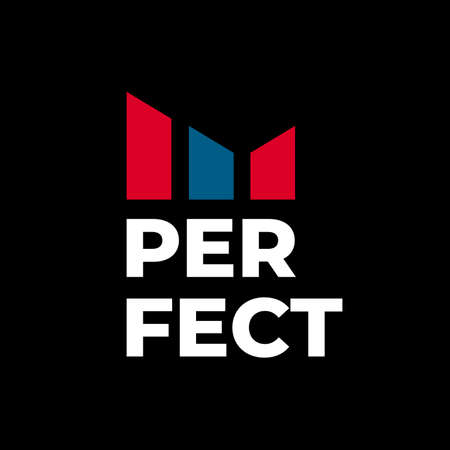 Perfect typography white text, red and blue  combination on black backgroundのイラスト素材
