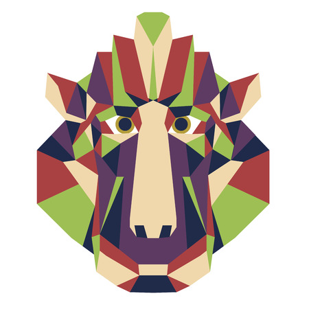 Monkey head triangular icon , geometric trendy low poly design. Vector illustration ready poster or print shop. Monkey  from Africa -  gibbon.Chinese New Year 2016 symbol.のイラスト素材